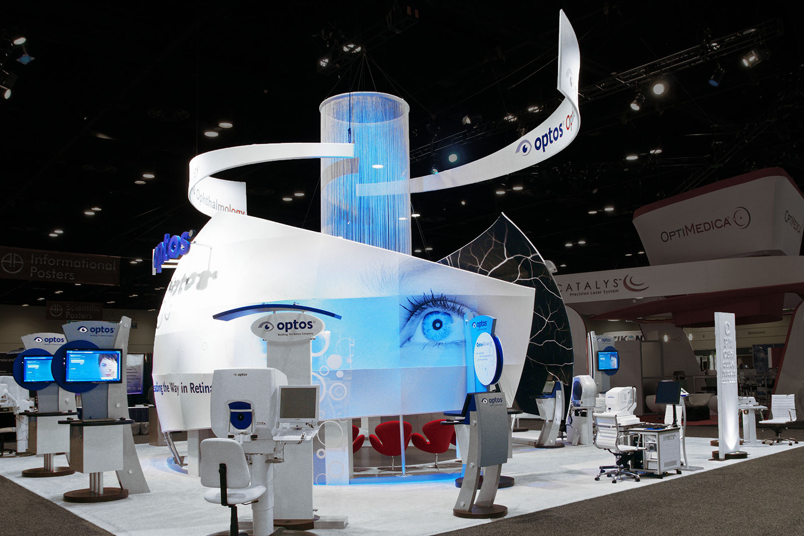 Custom Brand Environment for Optos at Academy of Optometry Trade Show, Full Exhibit